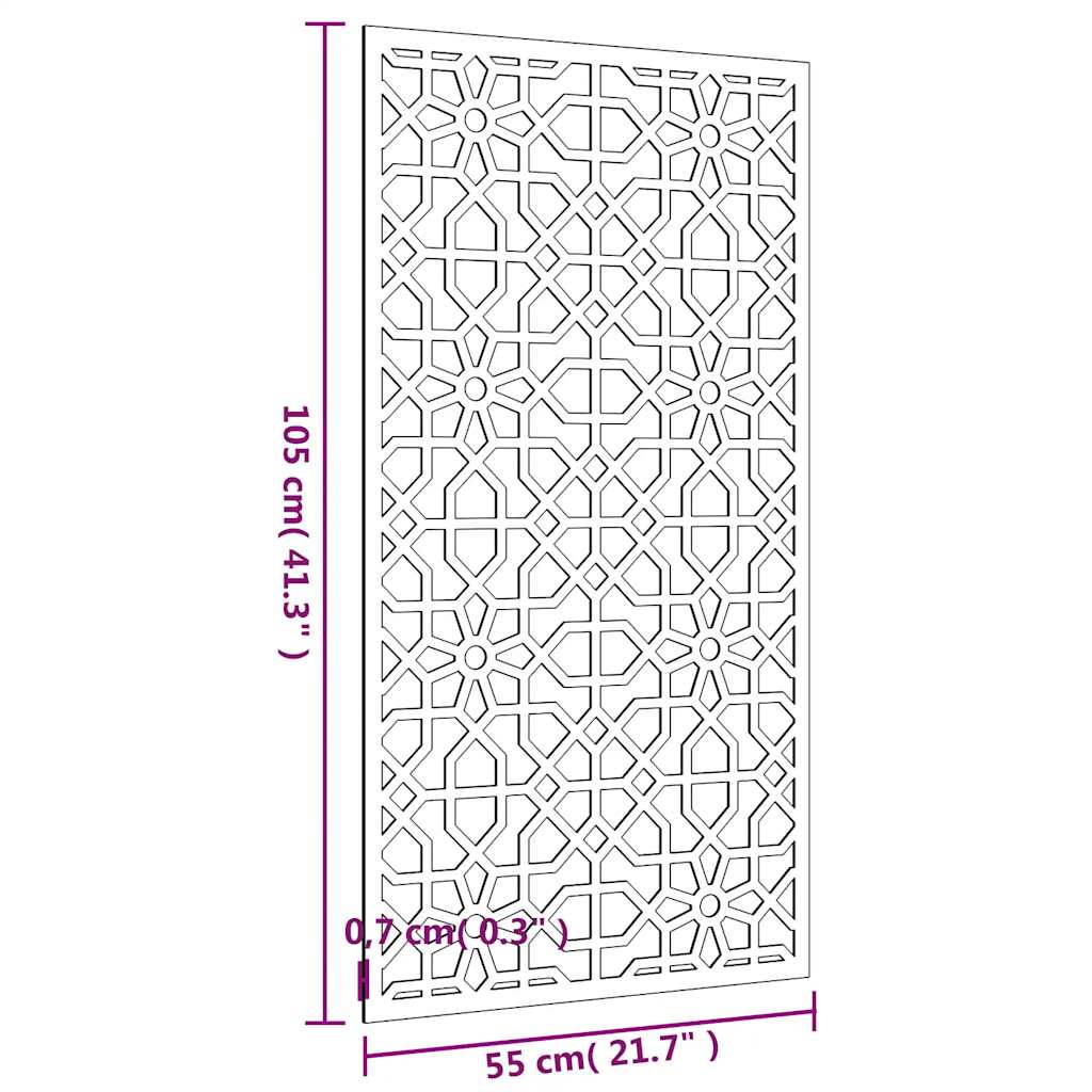 Udendørs Vægdekoration 105X55 Cm Maurisk Design Cortenstål Brun