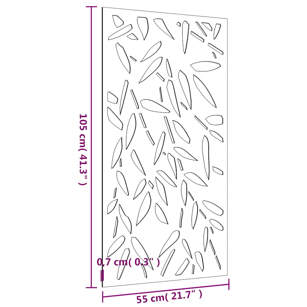 Udendørs Vægdekoration 105X55 Cm Bambusbladdesign Cortenstål Mørkegrøn
