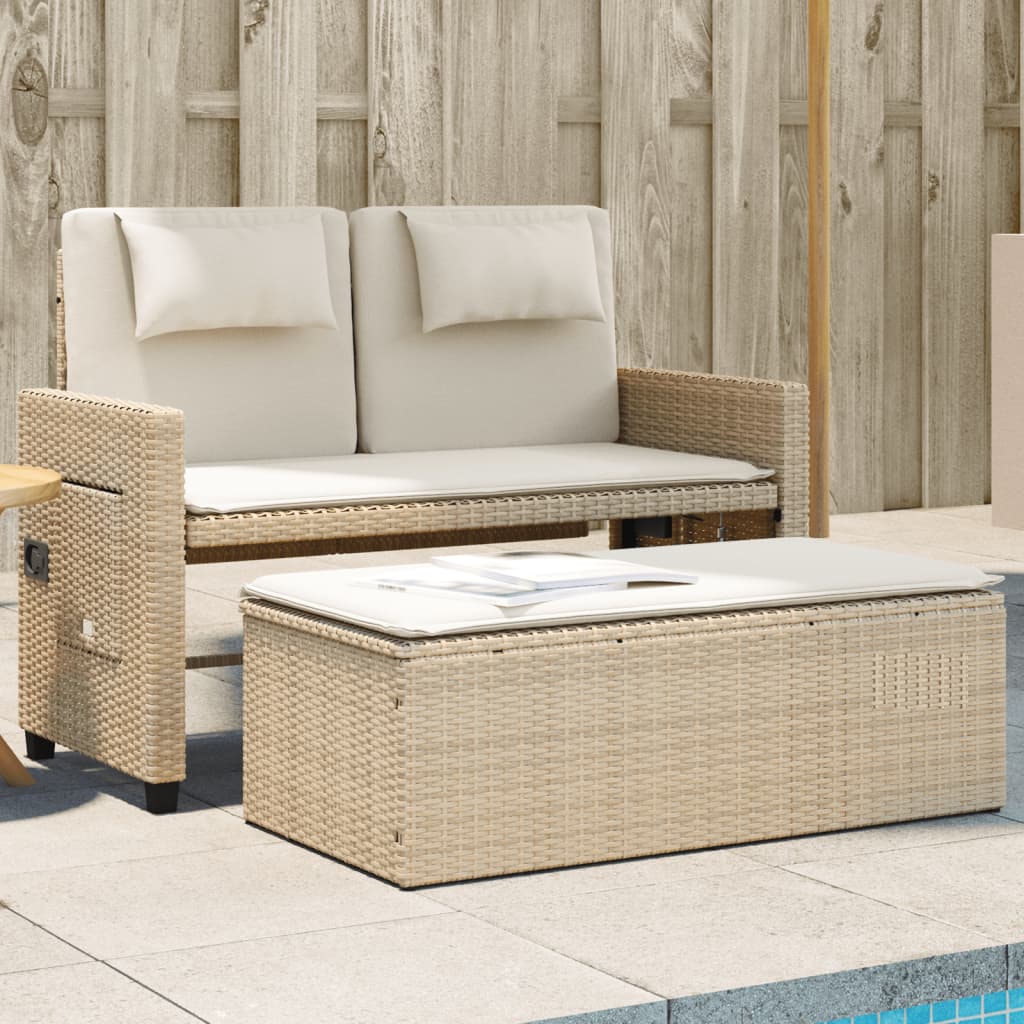 Havebænk Med Hynder Og Lænefunktion Polyrattan