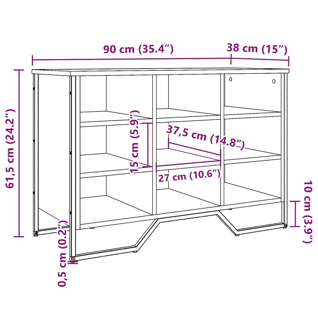 Skoreol 90X38X61,5 Cm Konstrueret Træ Sonoma-Eg