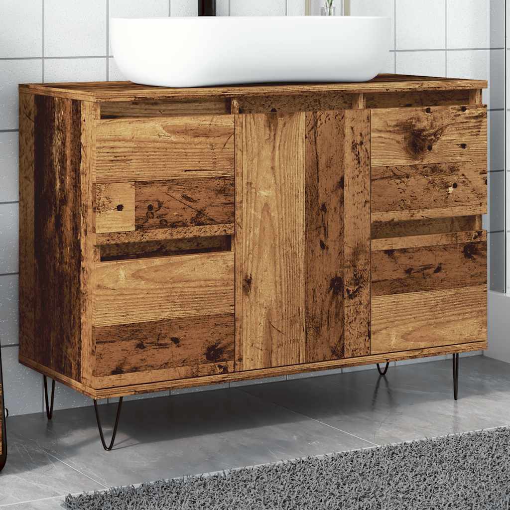 Badeværelsesskab 80X33X60 Cm Konstrueret Træ Kunsteg