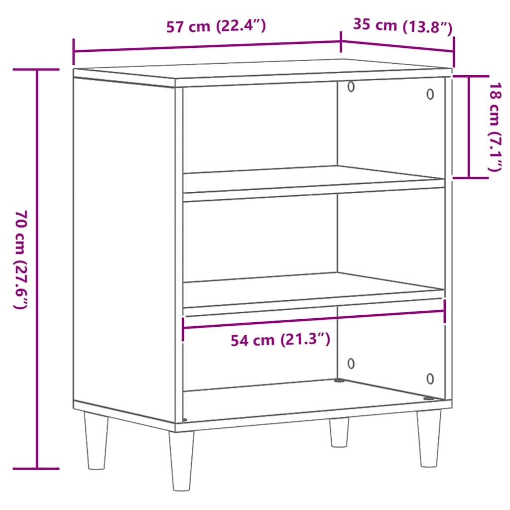 Sideboard Sort Eg 57 X 35 X 70 Cm Konstrueret Træ