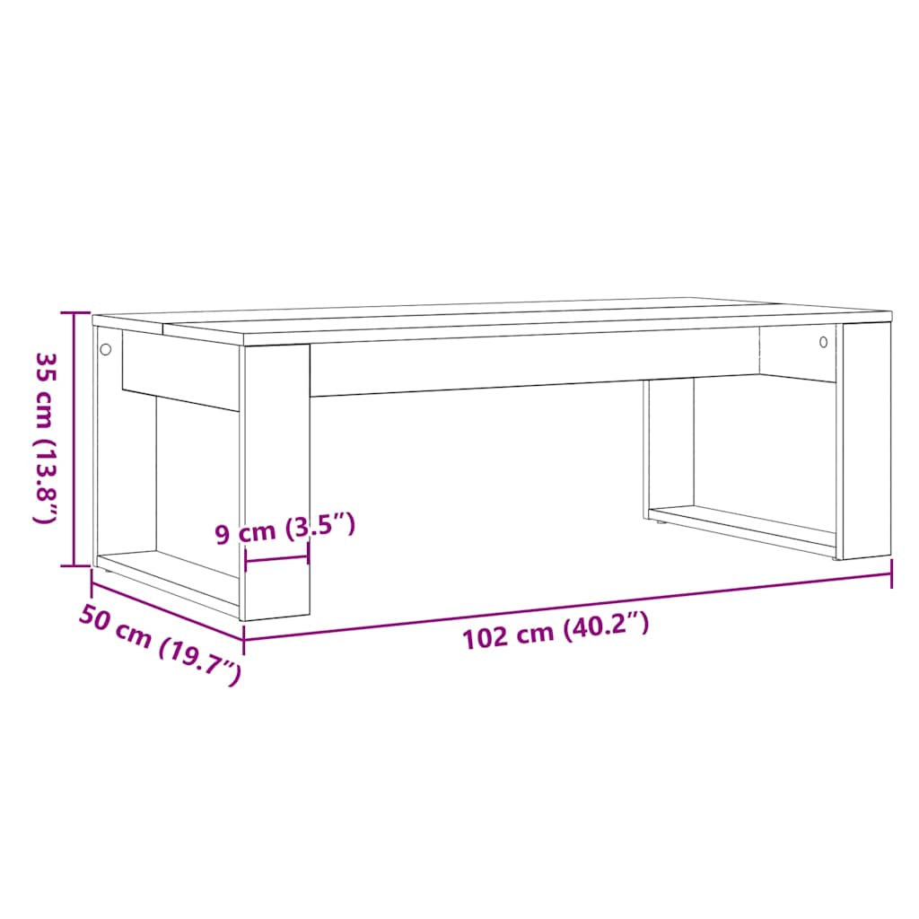 Sofabord Sort Eg 102 X 50 X 35 Cm Konstrueret Træ