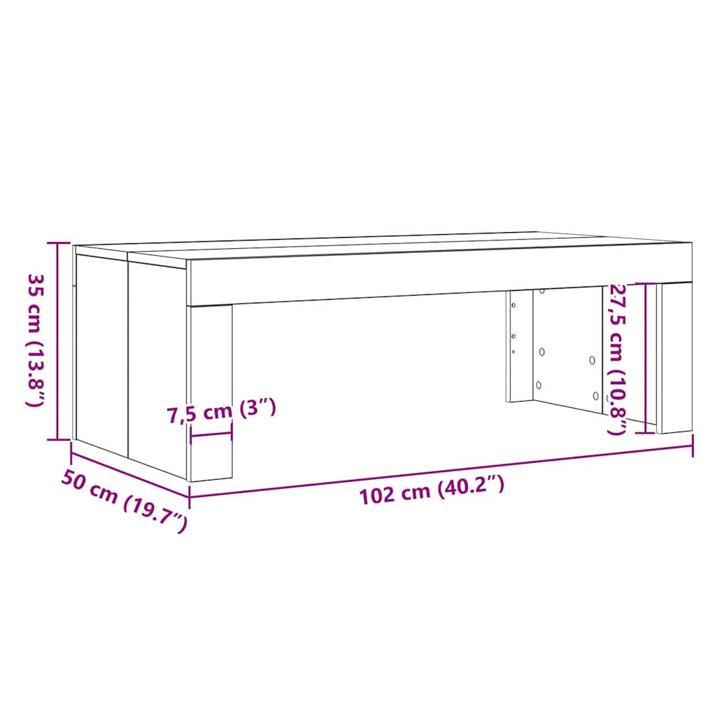 Sofabord Sort Eg 102 X 50 X 35 Cm Konstrueret Træ