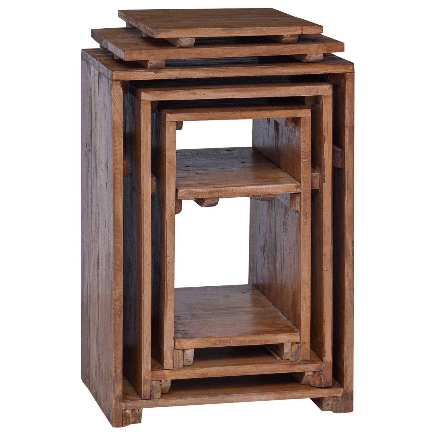 Accentbord Med Hylde Med Opbevaring 3 Pcs Brun Massiv Mahogni