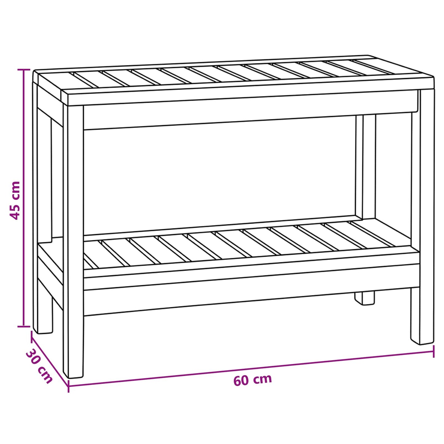 Badeværelse Side Bord Naturfarvet 60 X 30 X 45 Cm