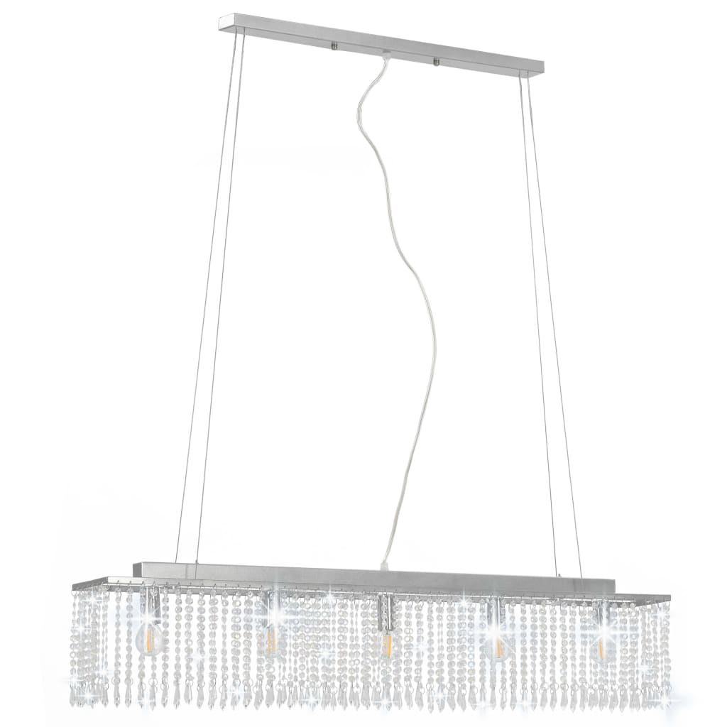 Loftslampe Med Krystalperler 104 Cm E14 Sølvfarvet