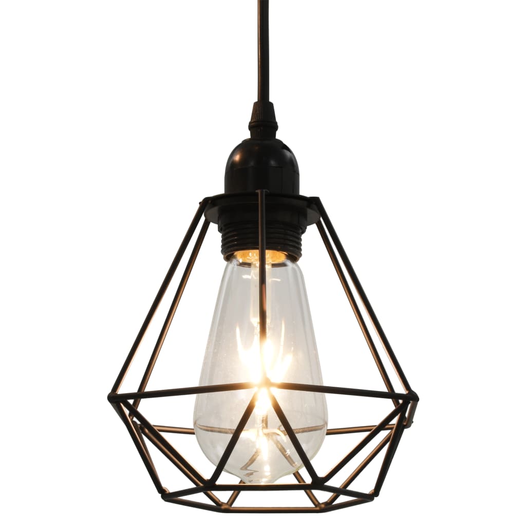 Loftlampe Med Diamantdesign 3 X E27-Pærer Sort