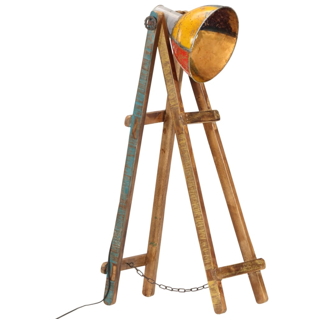 Gulvlampe E27 Massivt Mangotræ Farvet