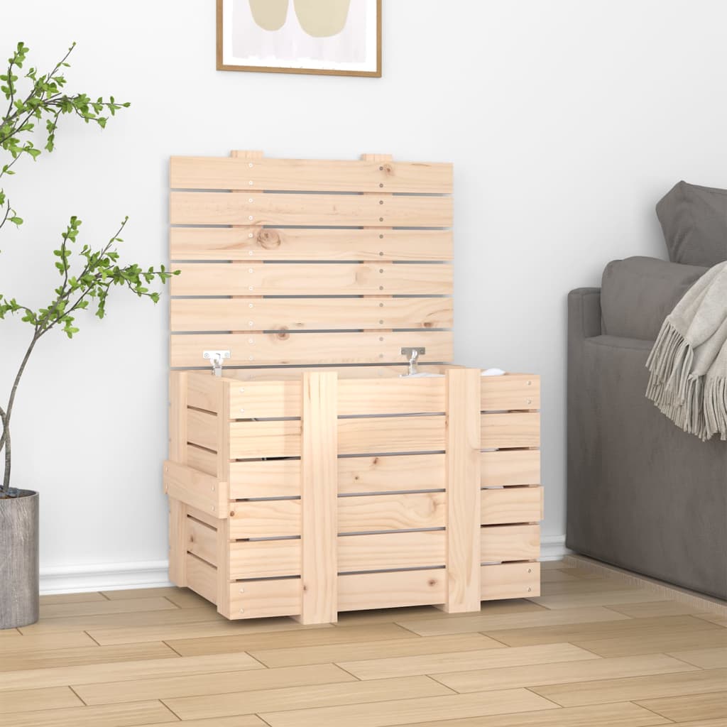 Opbevaringskasse 91X40,5X42 Cm Massivt Fyrretræ Naturfarvet