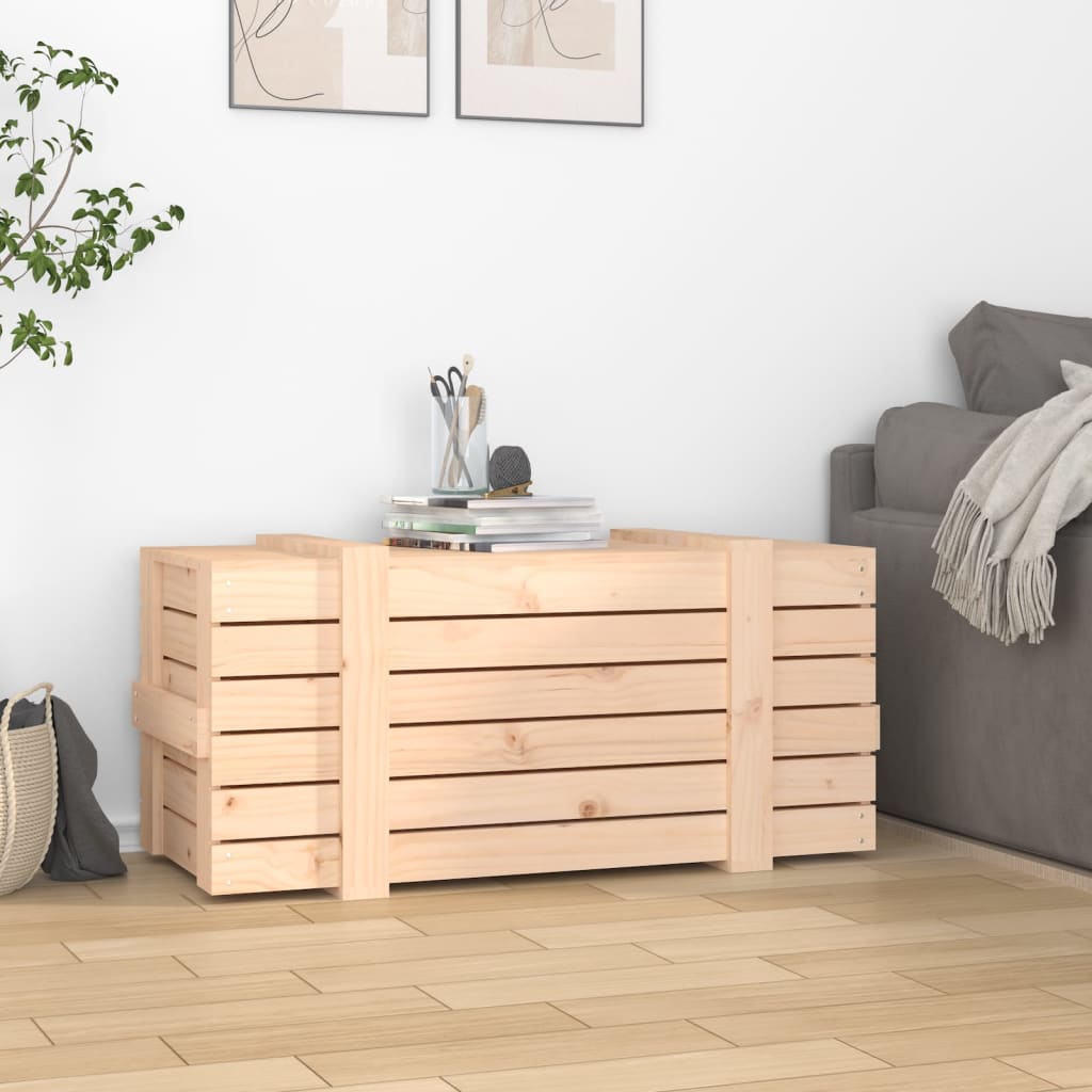 Opbevaringskasse 91X40,5X42 Cm Massivt Fyrretræ Naturfarvet