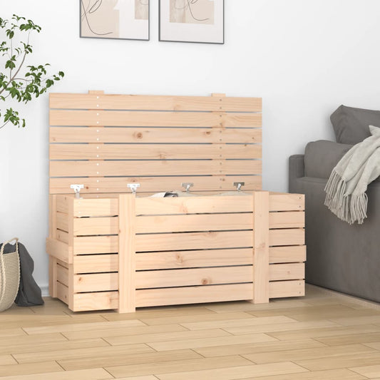 Opbevaringskasse 91X40,5X42 Cm Massivt Fyrretræ Naturfarvet