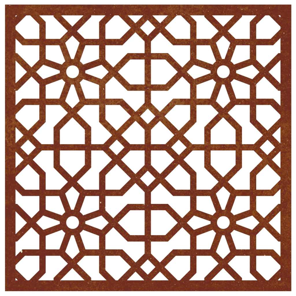 Udendørs Vægdekoration 55X55 Cm Maurisk Design Cortenstål