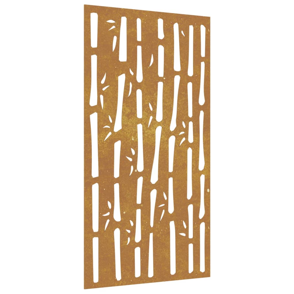 Udendørs Vægdekoration 105X55 Cm Bambusdesign Cortenstål Mørkegrøn