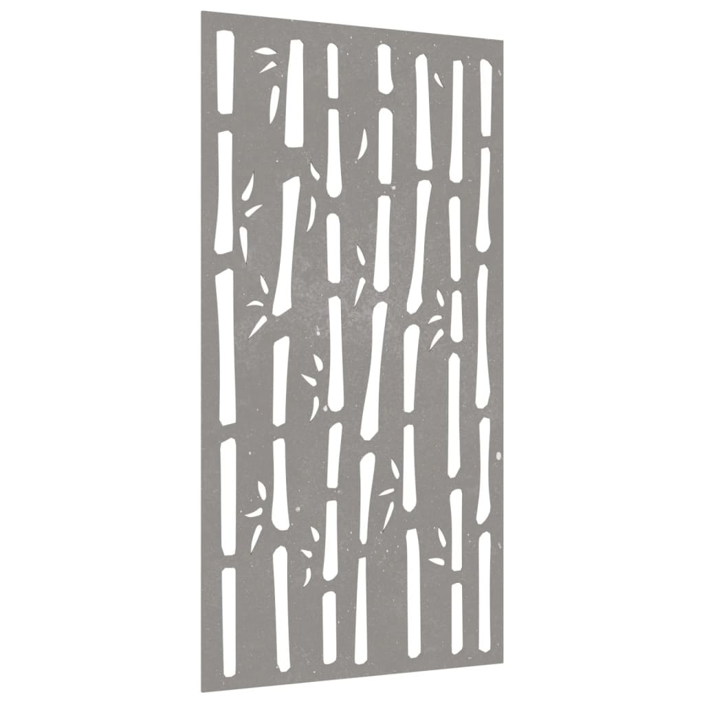 Udendørs Vægdekoration 105X55 Cm Bambusdesign Cortenstål Mørkegrøn