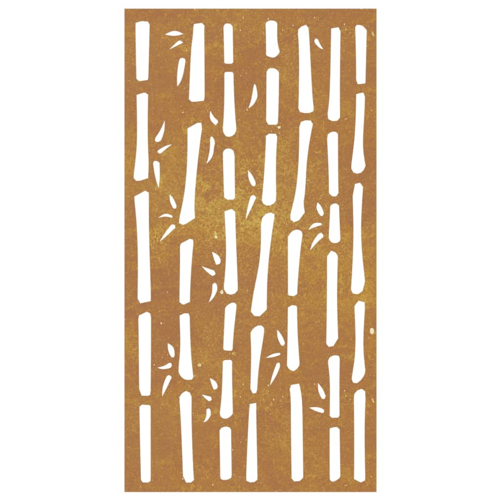 Udendørs Vægdekoration 105X55 Cm Bambusdesign Cortenstål Mørkegrøn