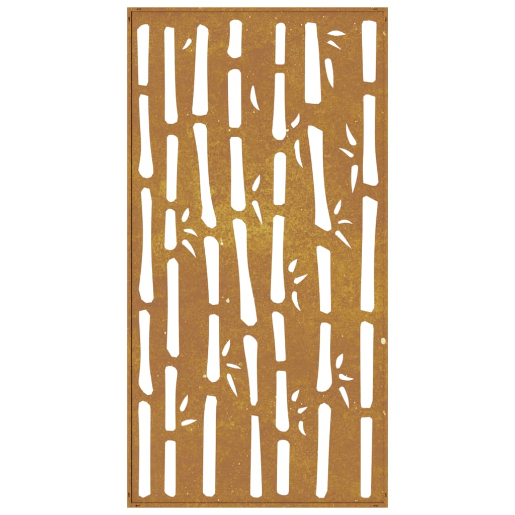 Udendørs Vægdekoration 105X55 Cm Bambusdesign Cortenstål Mørkegrøn
