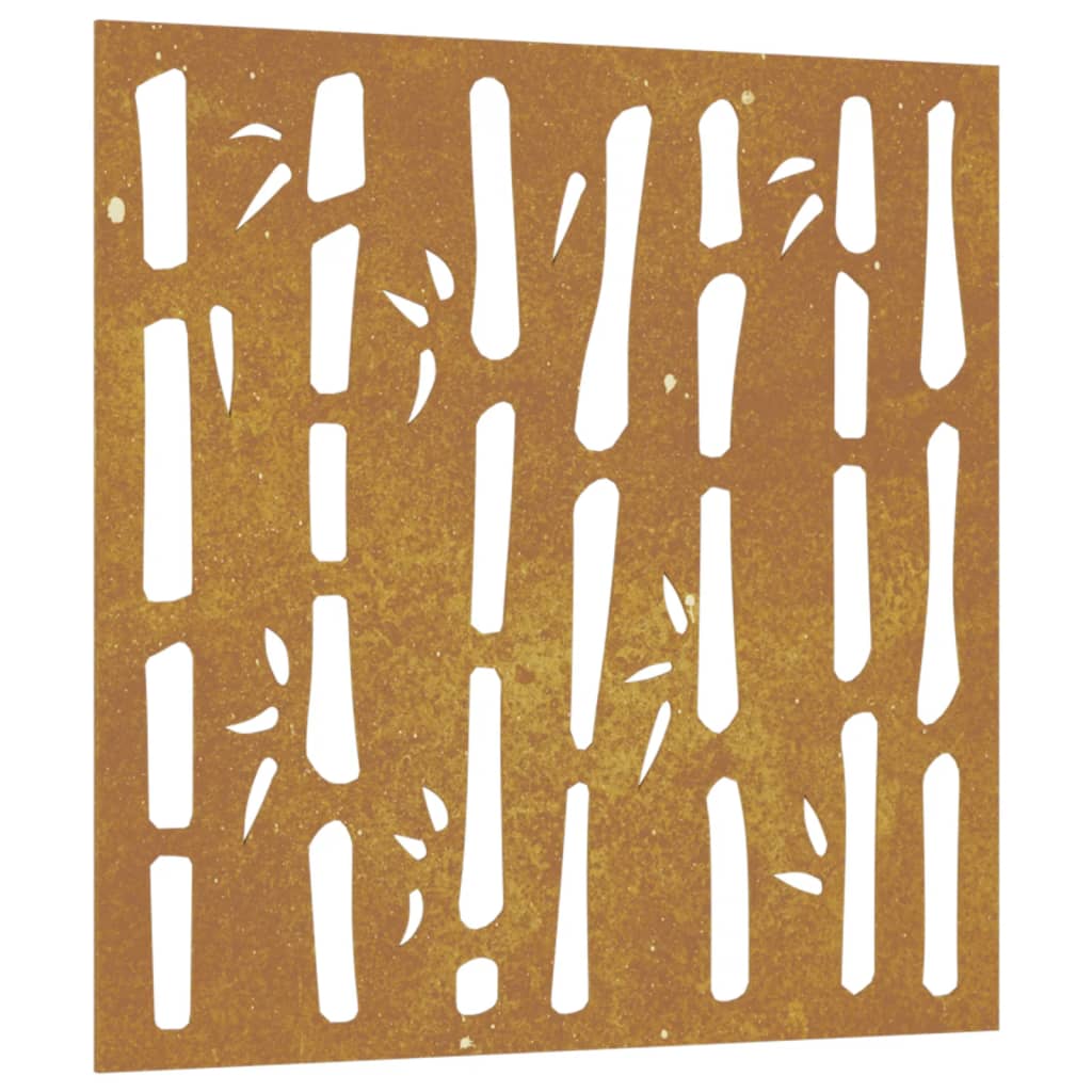 Udendørs Vægdekoration 55X55 Cm Bambusdesign Cortenstål Sort