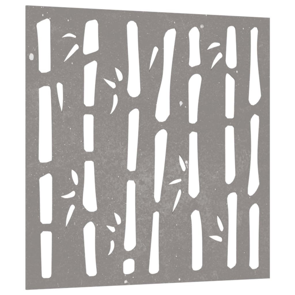Udendørs Vægdekoration 55X55 Cm Bambusdesign Cortenstål Sort