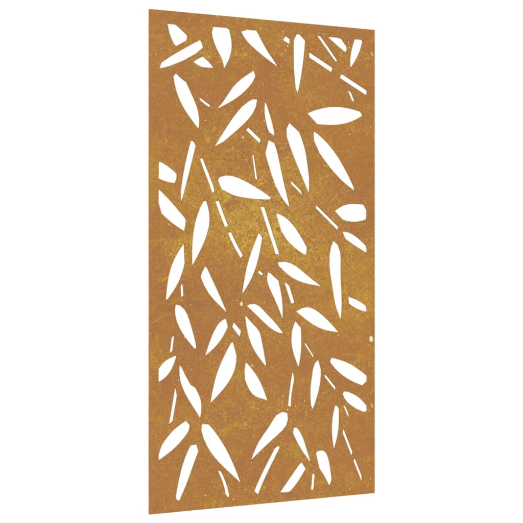 Udendørs Vægdekoration 105X55 Cm Bambusbladdesign Cortenstål Mørkegrøn