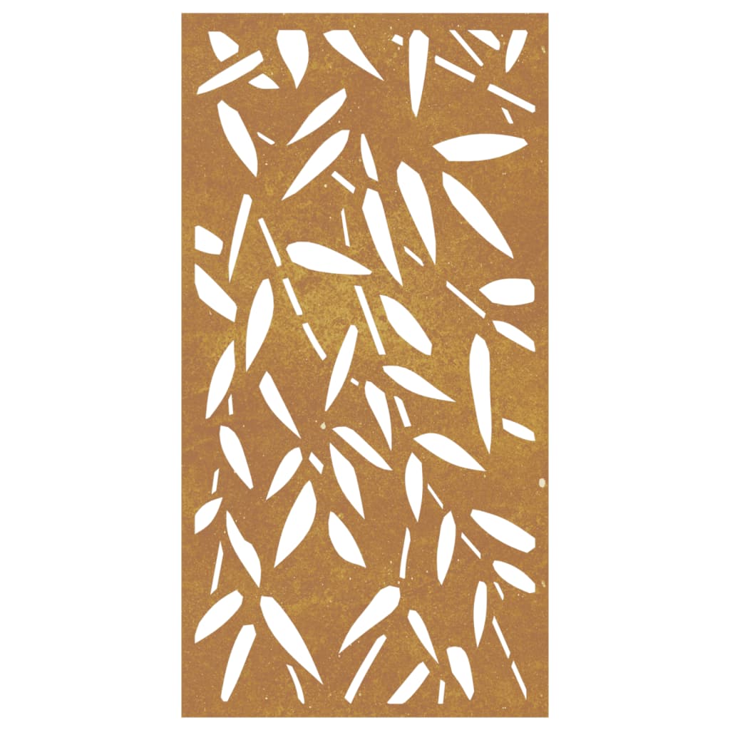 Udendørs Vægdekoration 105X55 Cm Bambusbladdesign Cortenstål Mørkegrøn