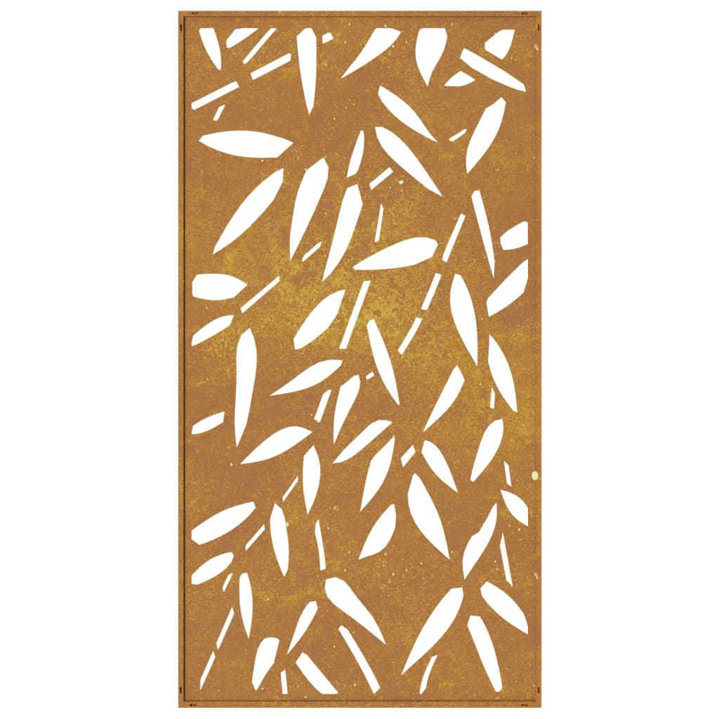 Udendørs Vægdekoration 105X55 Cm Bambusbladdesign Cortenstål Mørkegrøn