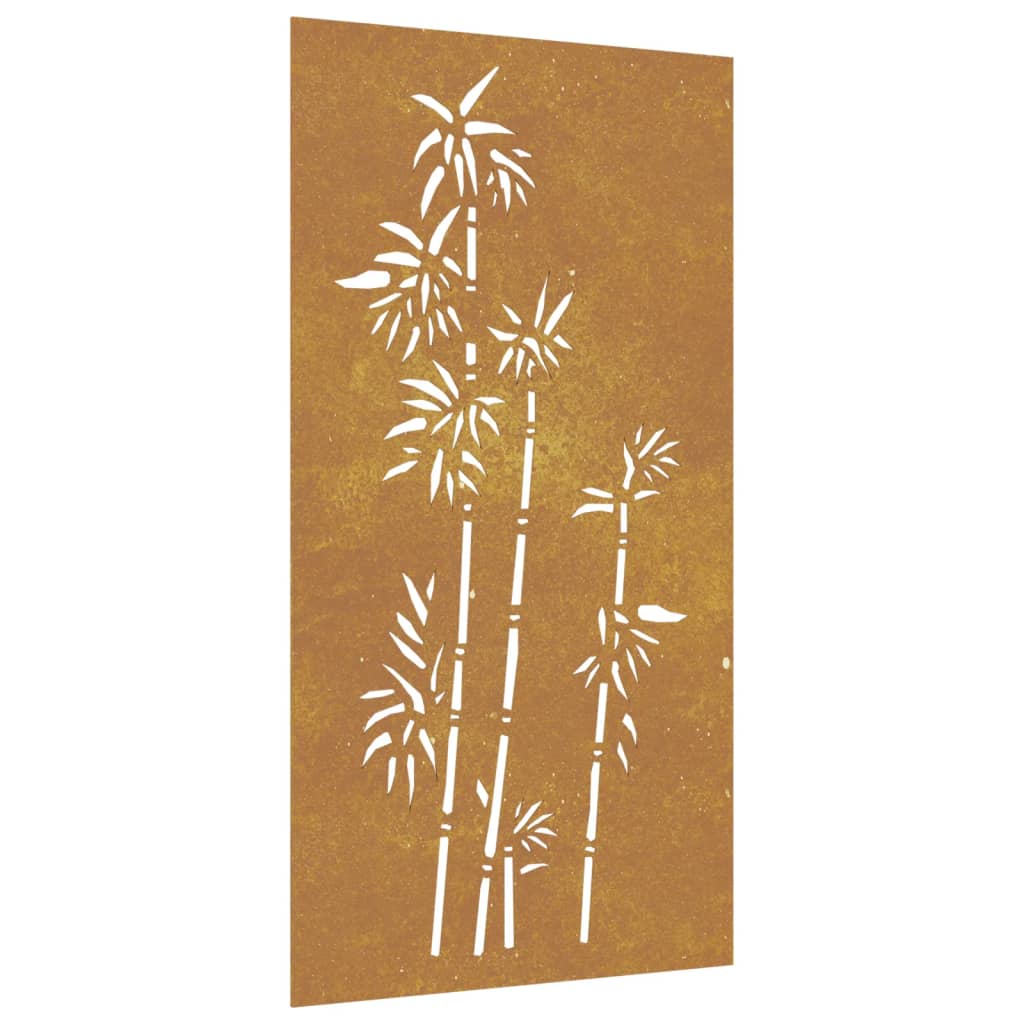 Udendørs Vægdekoration 105X55 Cm Bambusdesign Cortenstål Lyserød