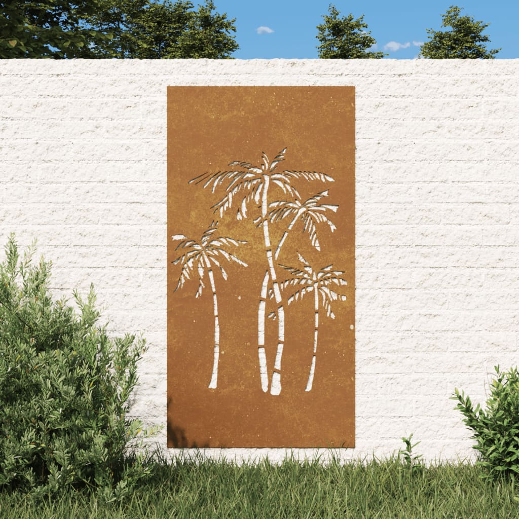 Udendørs Vægdekoration 105X55 Cm Palmedesign Cortenstål Creme