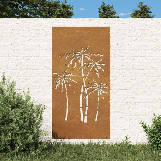 Udendørs Vægdekoration 105X55 Cm Palmedesign Cortenstål Creme