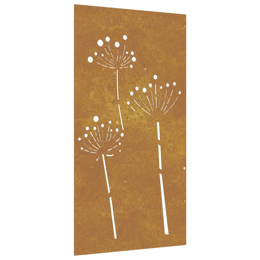Udendørs Vægdekoration 105X55 Cm Blomsterdesign Cortenstål