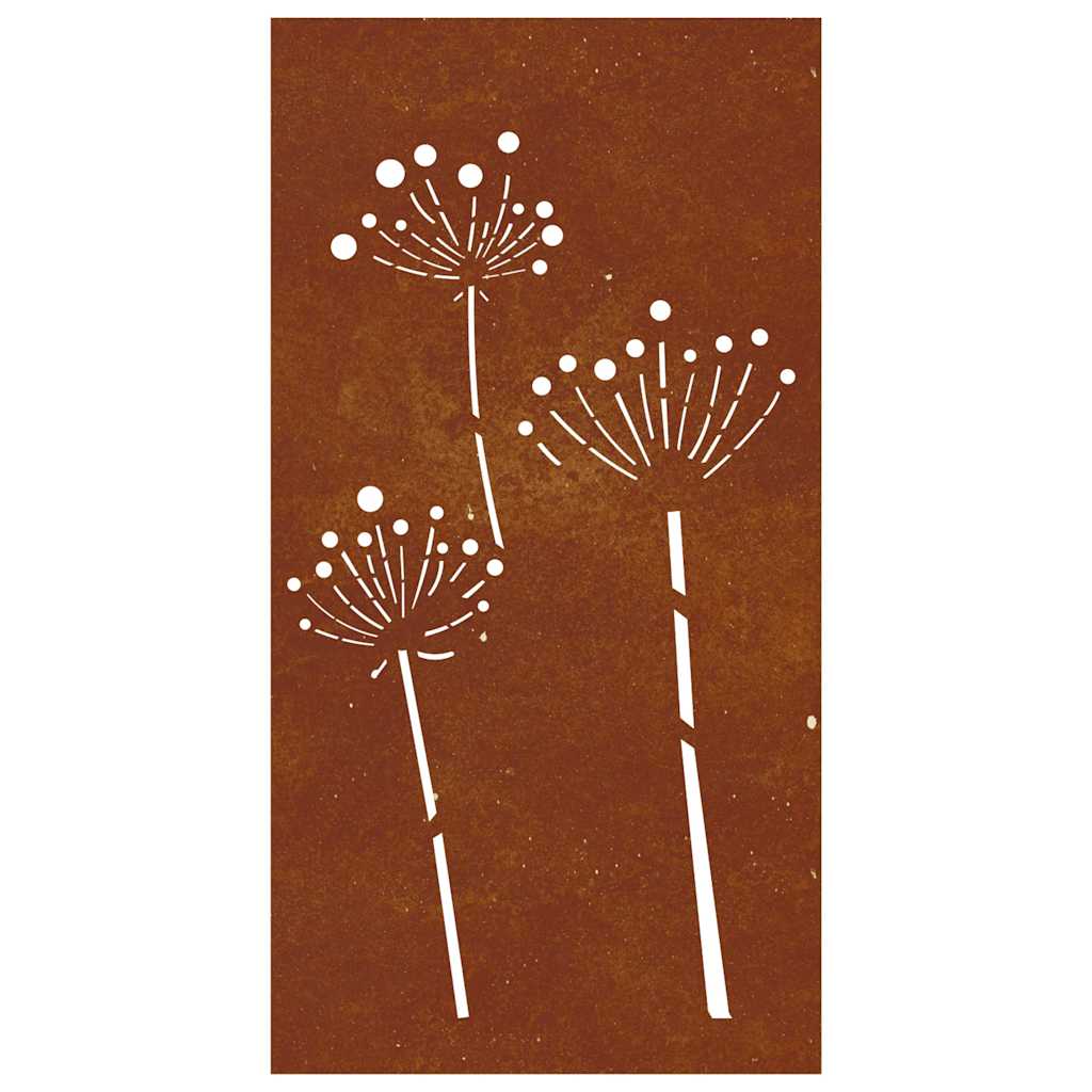 Udendørs Vægdekoration 105X55 Cm Blomsterdesign Cortenstål