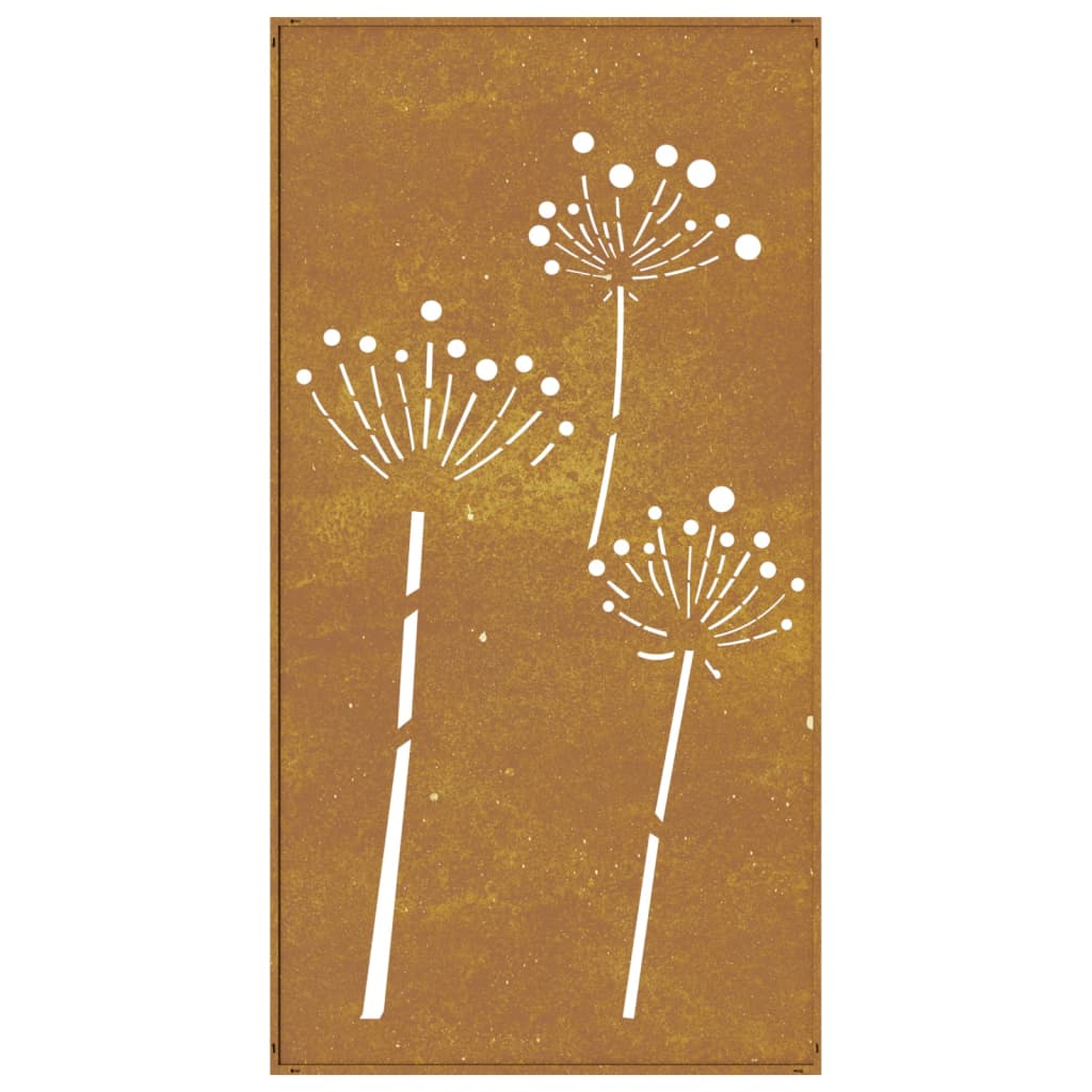 Udendørs Vægdekoration 105X55 Cm Blomsterdesign Cortenstål