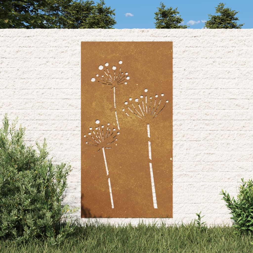Udendørs Vægdekoration 105X55 Cm Blomsterdesign Cortenstål