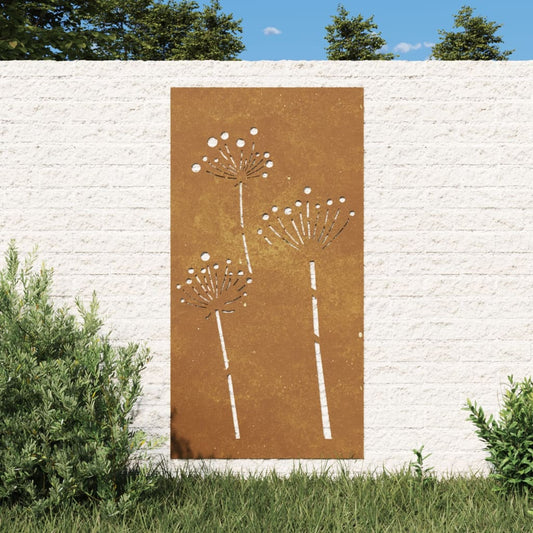 Udendørs Vægdekoration 105X55 Cm Blomsterdesign Cortenstål
