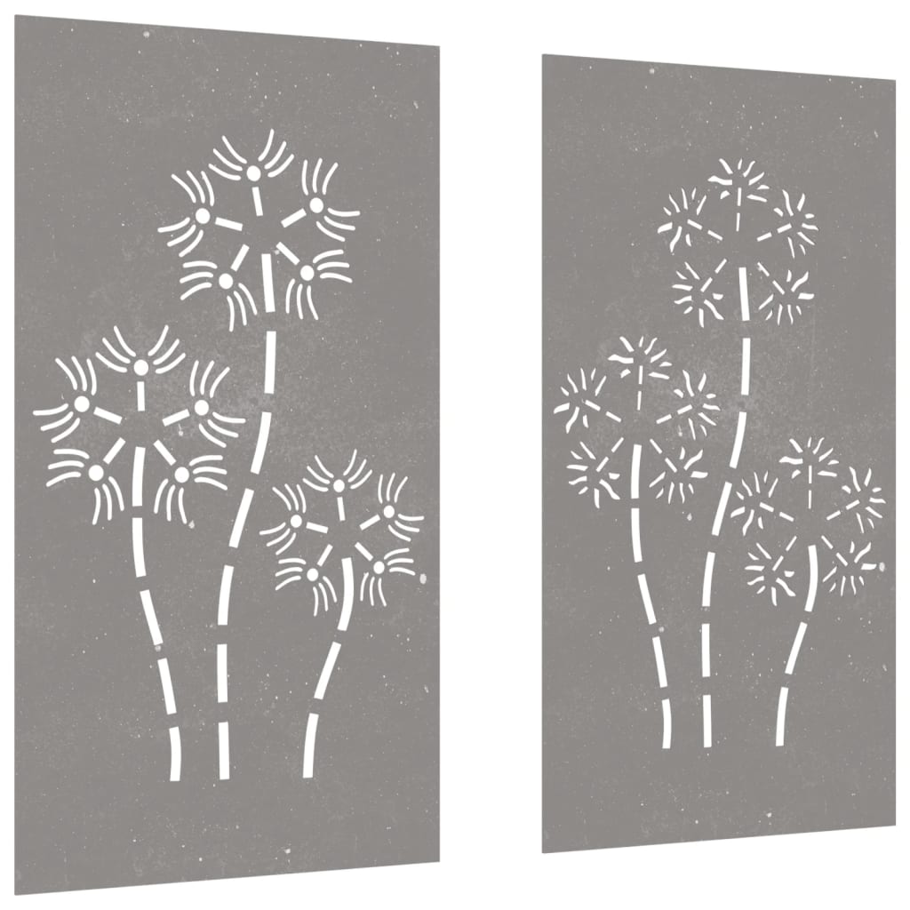 Udendørs Vægdekoration 2 Dele 105X55 Cm Blomster Cortenstål