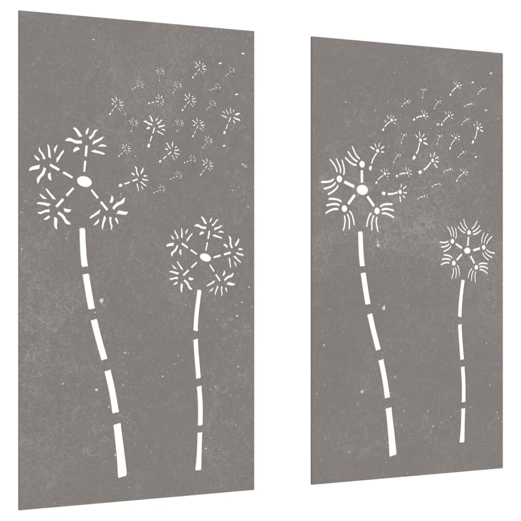Udendørs Vægdekoration 2 Dele 105X55 Cm Blomster Cortenstål