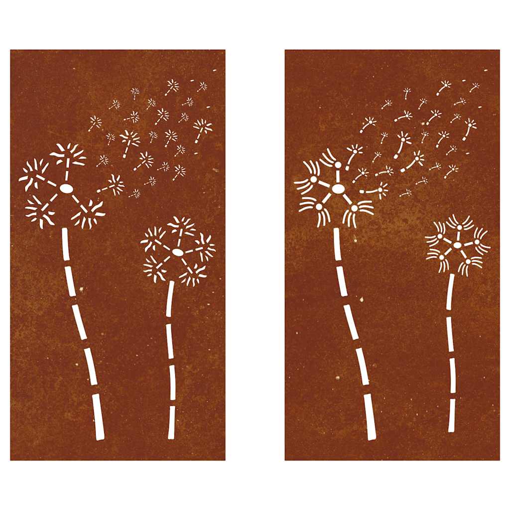 Udendørs Vægdekoration 2 Dele 105X55 Cm Blomster Cortenstål