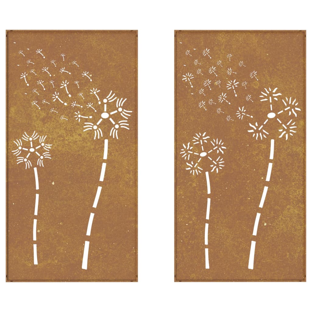 Udendørs Vægdekoration 2 Dele 105X55 Cm Blomster Cortenstål