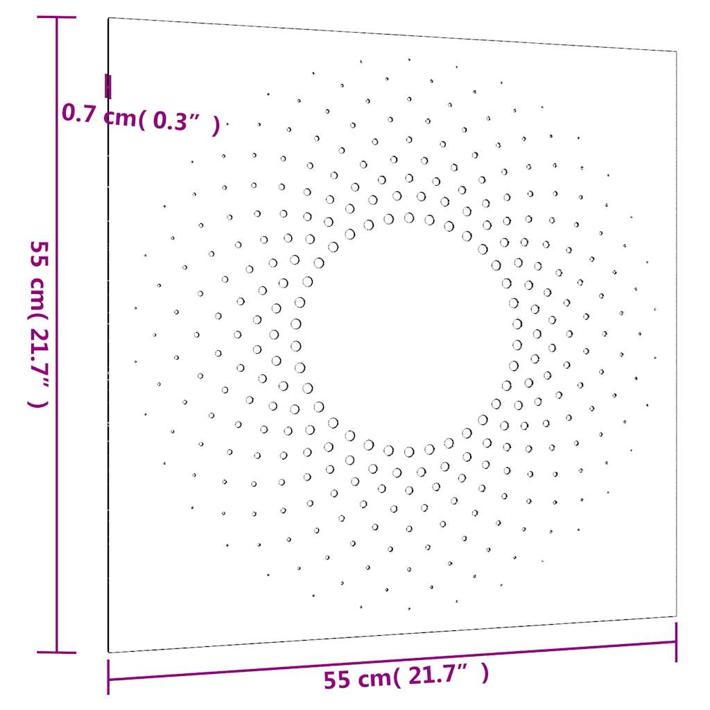 Udendørs Vægdekoration 55X55 Cm Soldesign Cortenstål