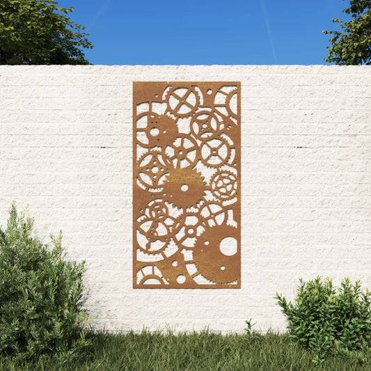 Udendørs Vægdekoration 105X55 Cm Tandhjulsdesign Cortenstål