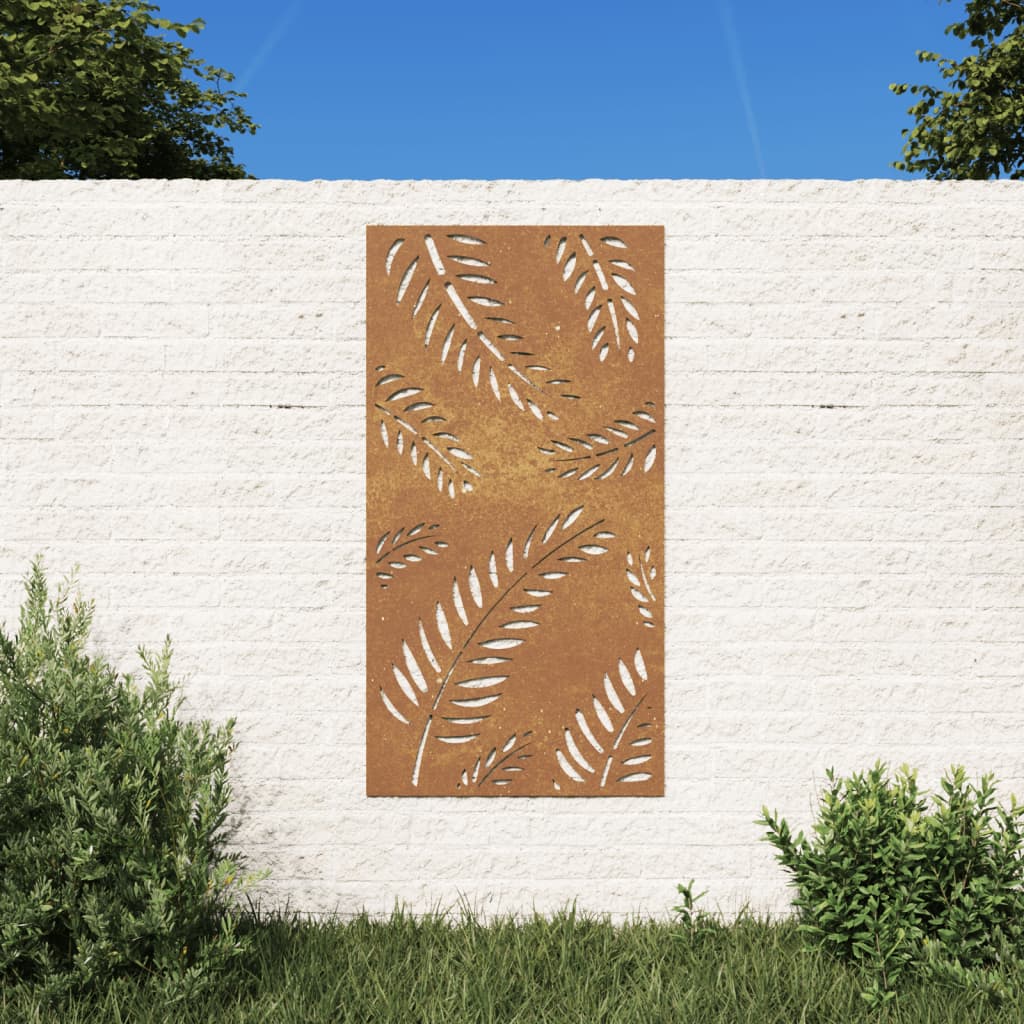 Udendørs Vægdekoration 105X55 Cm Bladdesign Cortenstål
