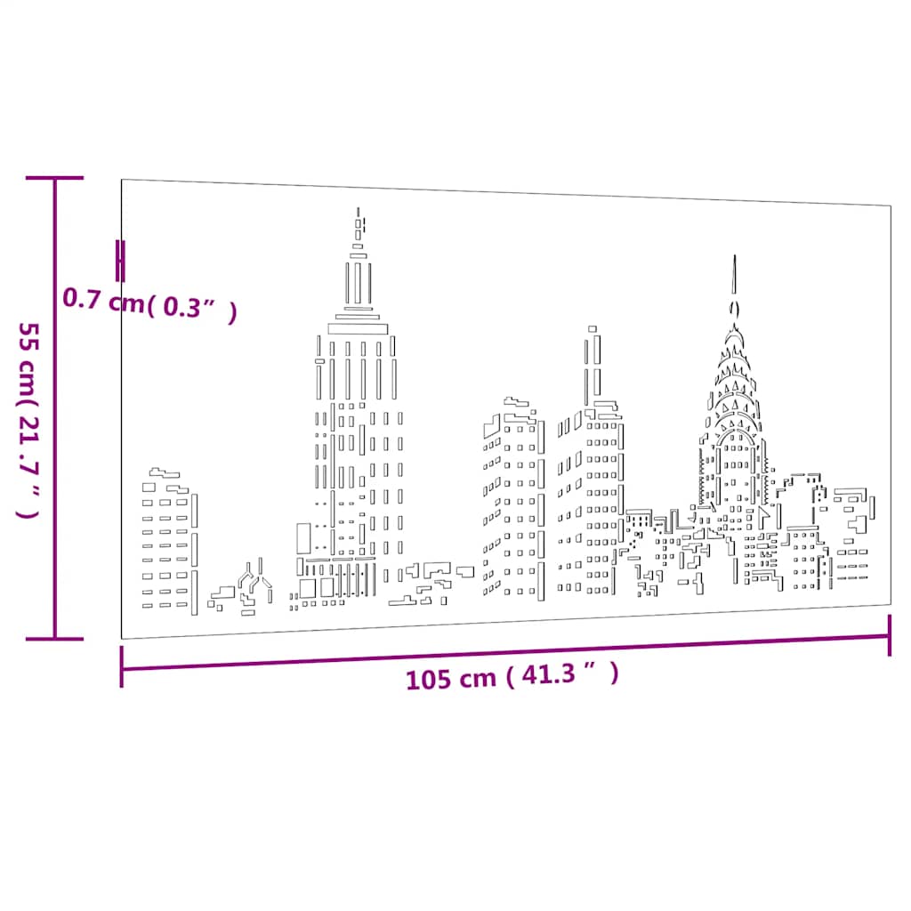 Udendørs Vægdekoration 105X55 Cm Skyline-Design Cortenstål
