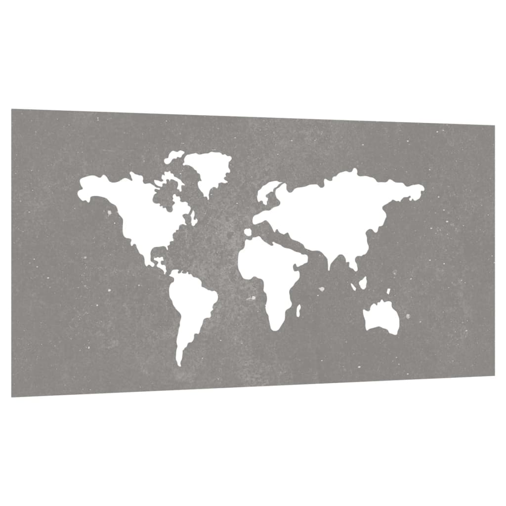 Udendørs Vægdekoration 105X55 Cm Verdenskortdesign Cortenstål