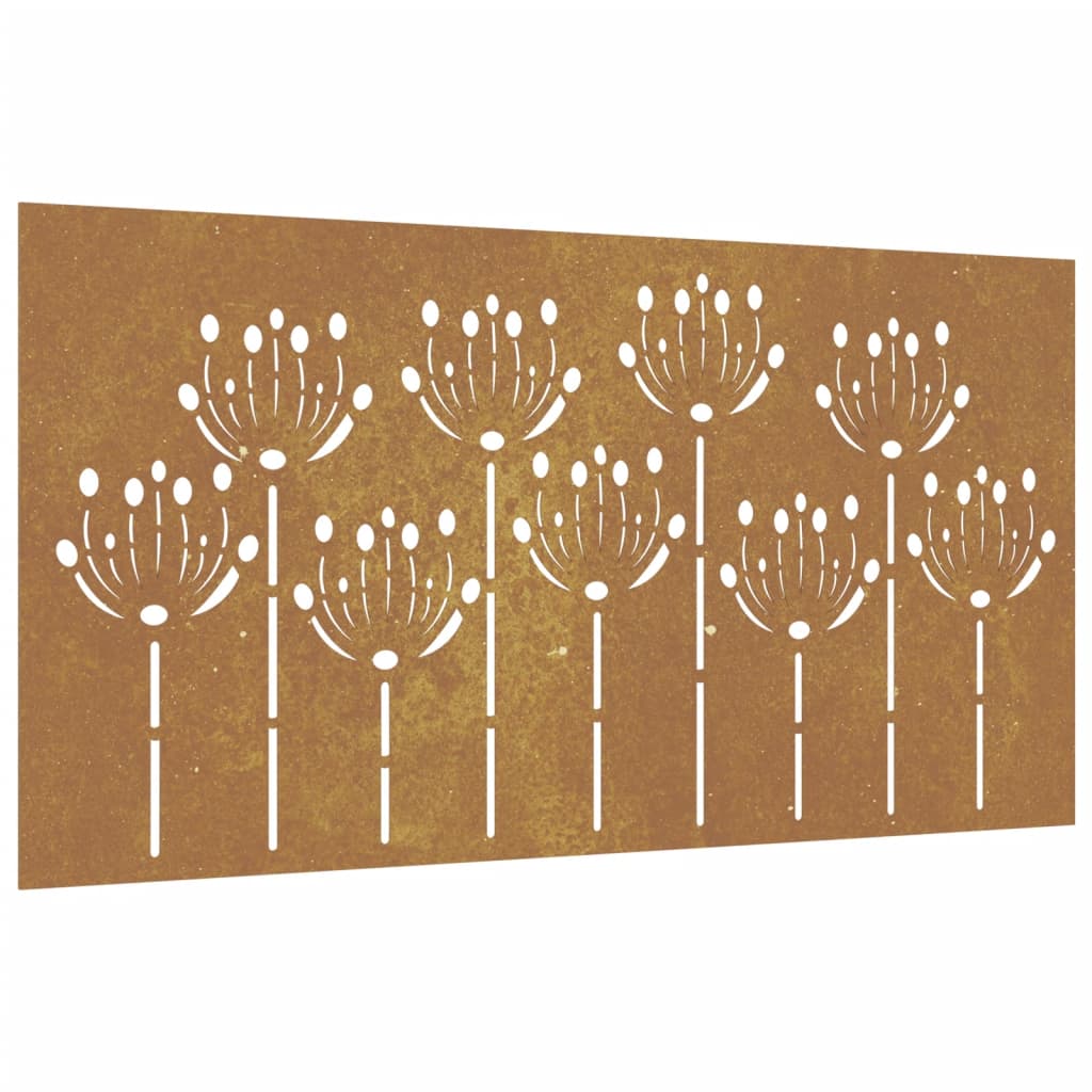 Udendørs Vægdekoration 105X55 Cm Blomsterdesign Cortenstål