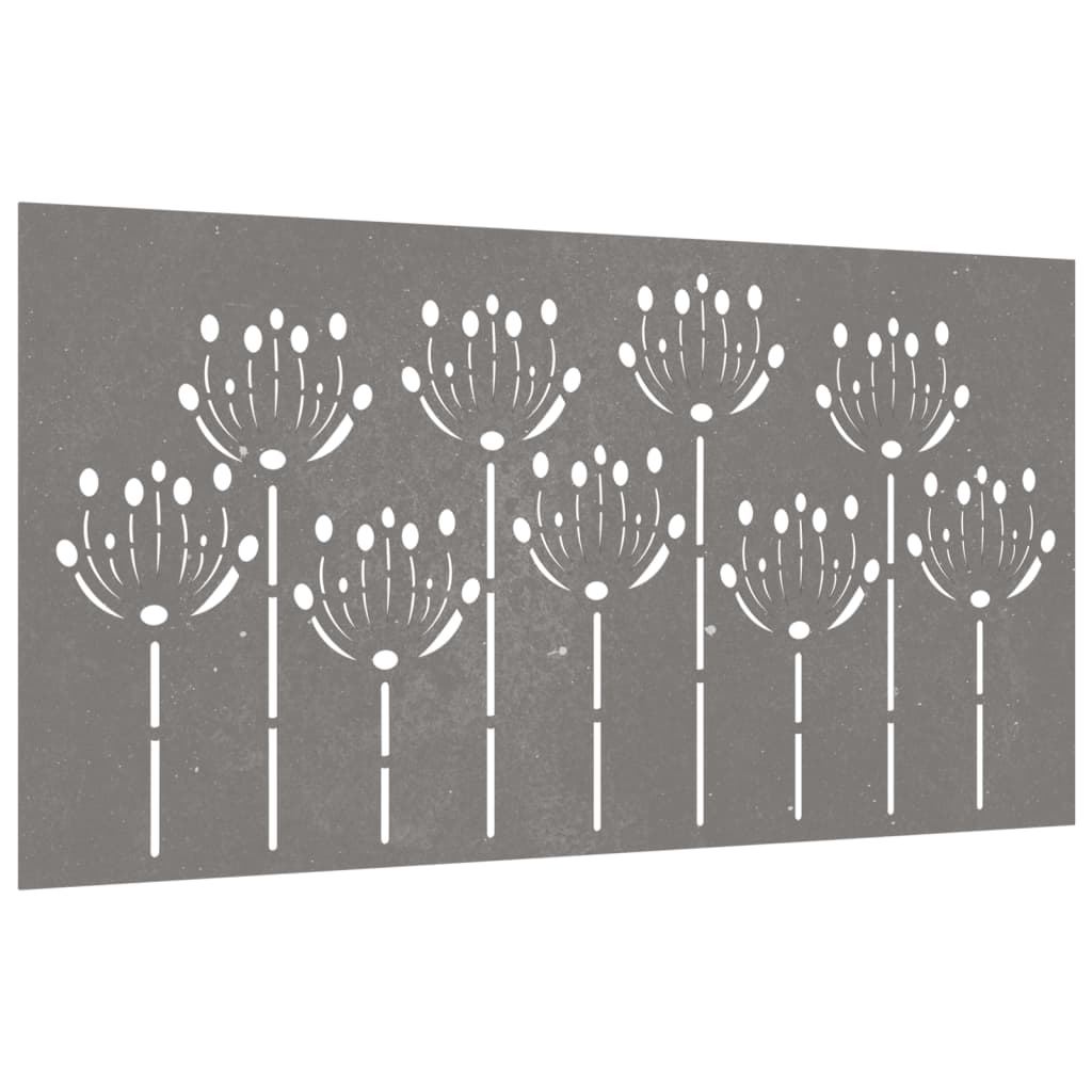 Udendørs Vægdekoration 105X55 Cm Blomsterdesign Cortenstål