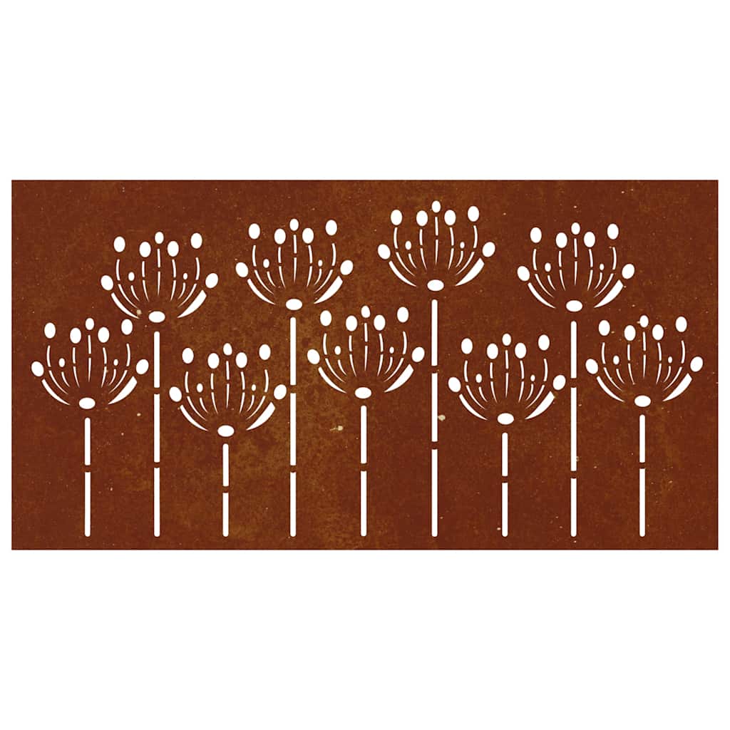 Udendørs Vægdekoration 105X55 Cm Blomsterdesign Cortenstål