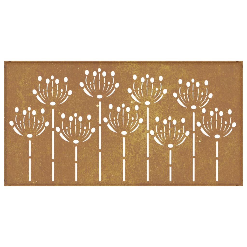 Udendørs Vægdekoration 105X55 Cm Blomsterdesign Cortenstål