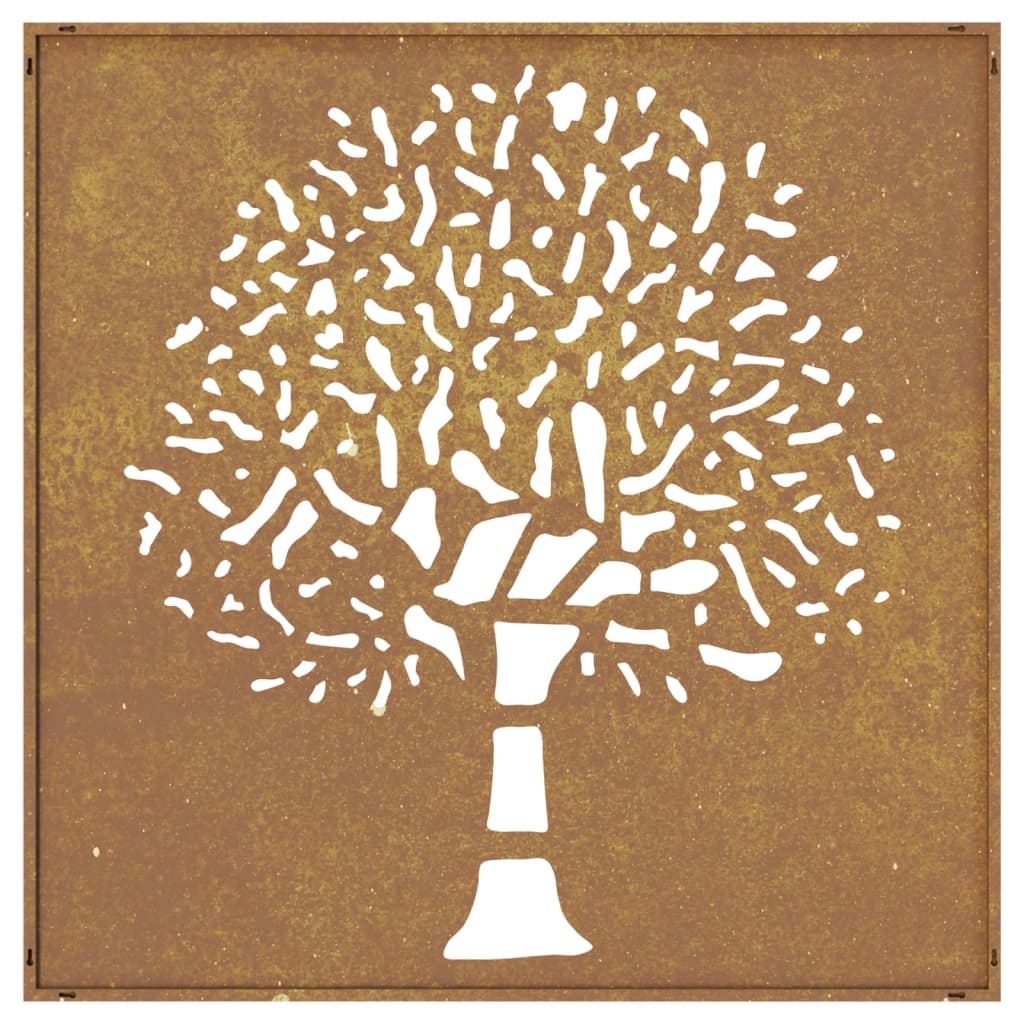 Udendørs Vægdekoration 55X55 Cm Trædesign Cortenstål