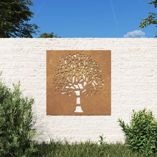 Udendørs Vægdekoration 55X55 Cm Trædesign Cortenstål