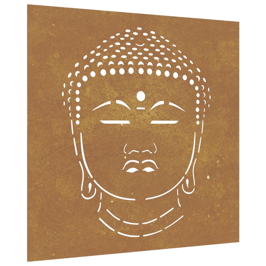 Udendørs Vægdekoration 55X55 Cm Buddha-Design Cortenstål